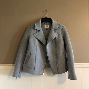 Old Navy Scuba Knit Moto Jacket Gray Size XS